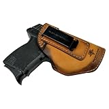 Relentless Tactical The Defender Leather IWB Holster - Made in USA - Fits Glock 42 | Ruger LC9, LC9s | Kahr CM9, MK9, P9 | Kel-Tec PF9, PF11 | Kimber Solo Carry - Charred Oak Right Handed
