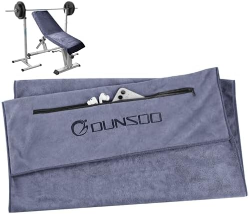 DUNSOO Fitness Handtuch I 120x50cm I Mikrofaser Sporthandtuch mit Reißverschlusstasche für Fitnessstudio und Training I Gym Handtuch (Hellgrau)