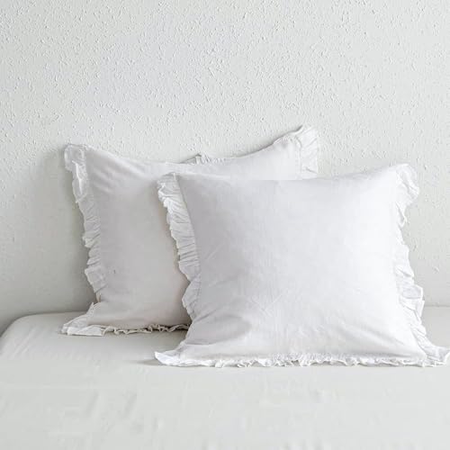 Simple&Opulence 100% Linen Euro Sham Covers with...