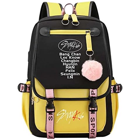 EAPHROWER Boys Girls Kpop Stray Kids Backpack School Bag Daypack Dual Zipper Laptop Travel Bags Student Bookbag for 15.6'' Laptop Hip Hop Style Hiking Rucksack Cover