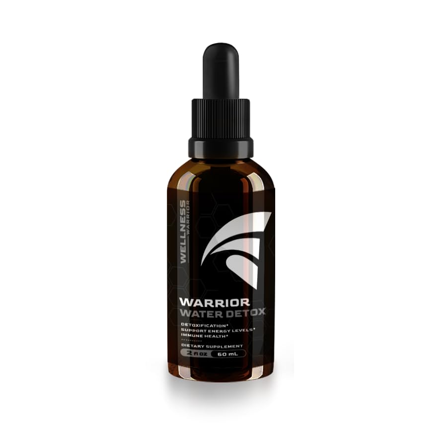 Wellness Warrior Water Detox Drops with Binder, Natural Detoxification with Zeolite, Fulvic Acid, Humic Acid, Activated Charcoal, and Carbon 60. 2 fl oz concentrate