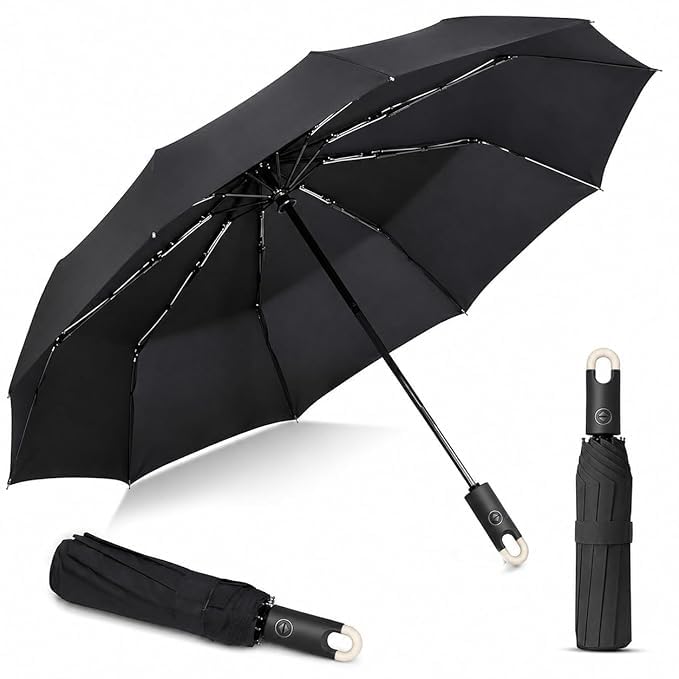 Image of UV Reversible Umbrella with Novelty Carabiner Handle, Travel-Friendly Umbrellas for Sun & Rain Protection, Windproof Compact, Automatic Open /Close,Plant Cutter for Home Garden Men and Women