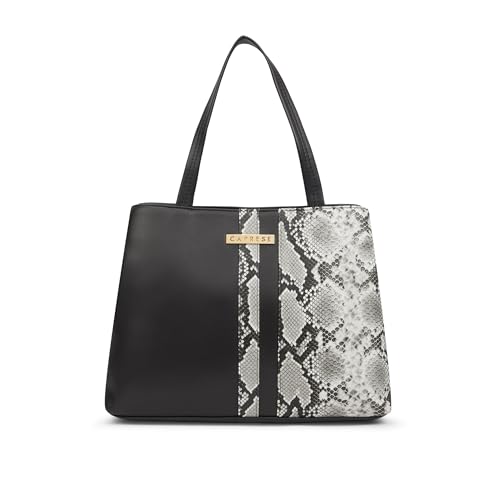 Caprese Molly Medium Satchel Bag for Women with Adjustable & Detachable Strap | Multiple Compartments | Versatile Shoulder, Crossbody & Handheld Bag for Work, Travel, and Everyday Use (Black)