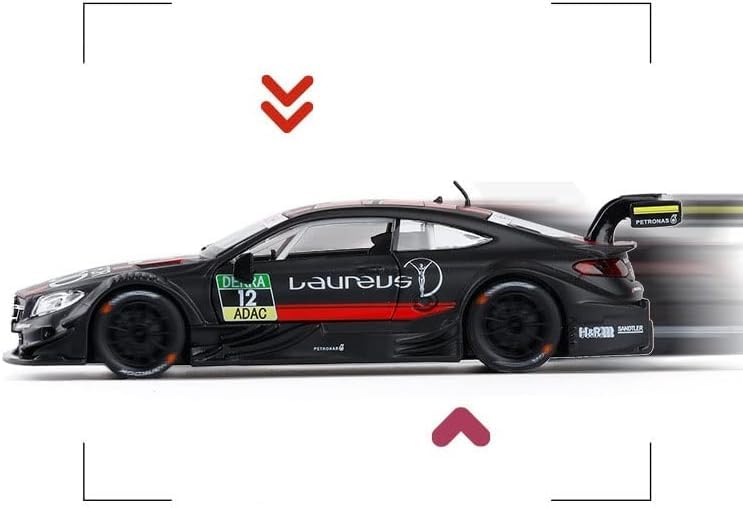 Image of 1:43 Scale Die-Cast Mercedes-Benz DTM Racing Model Car Toy - with Tray, Collectible Metal Toy Car with Openable Doors,Light,Sound & Pull-Back Action(Colour as per Stock)