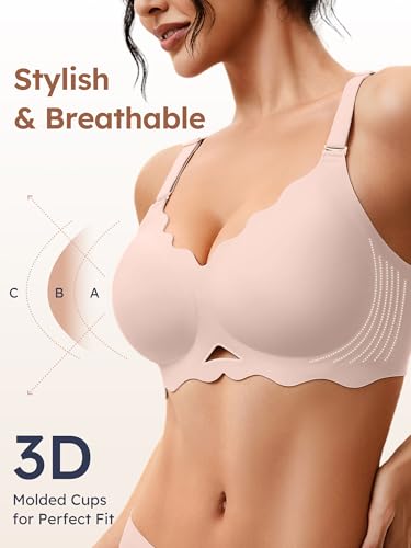 Image of Wireless Jelly Bras for Women No Underwire Seamless Full Coverage Bra with Support Comfort T-Shirt Bralette