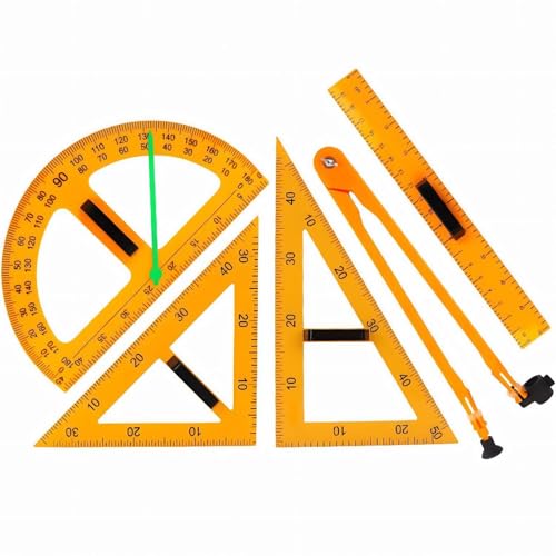 Magnetic Geometry Tool, School Supplies Protractor Compass Set, Teacher Board Protractor Multi Purpose Kit, Math Tool Teaching Aidsprotractor Set, 5 Pcs