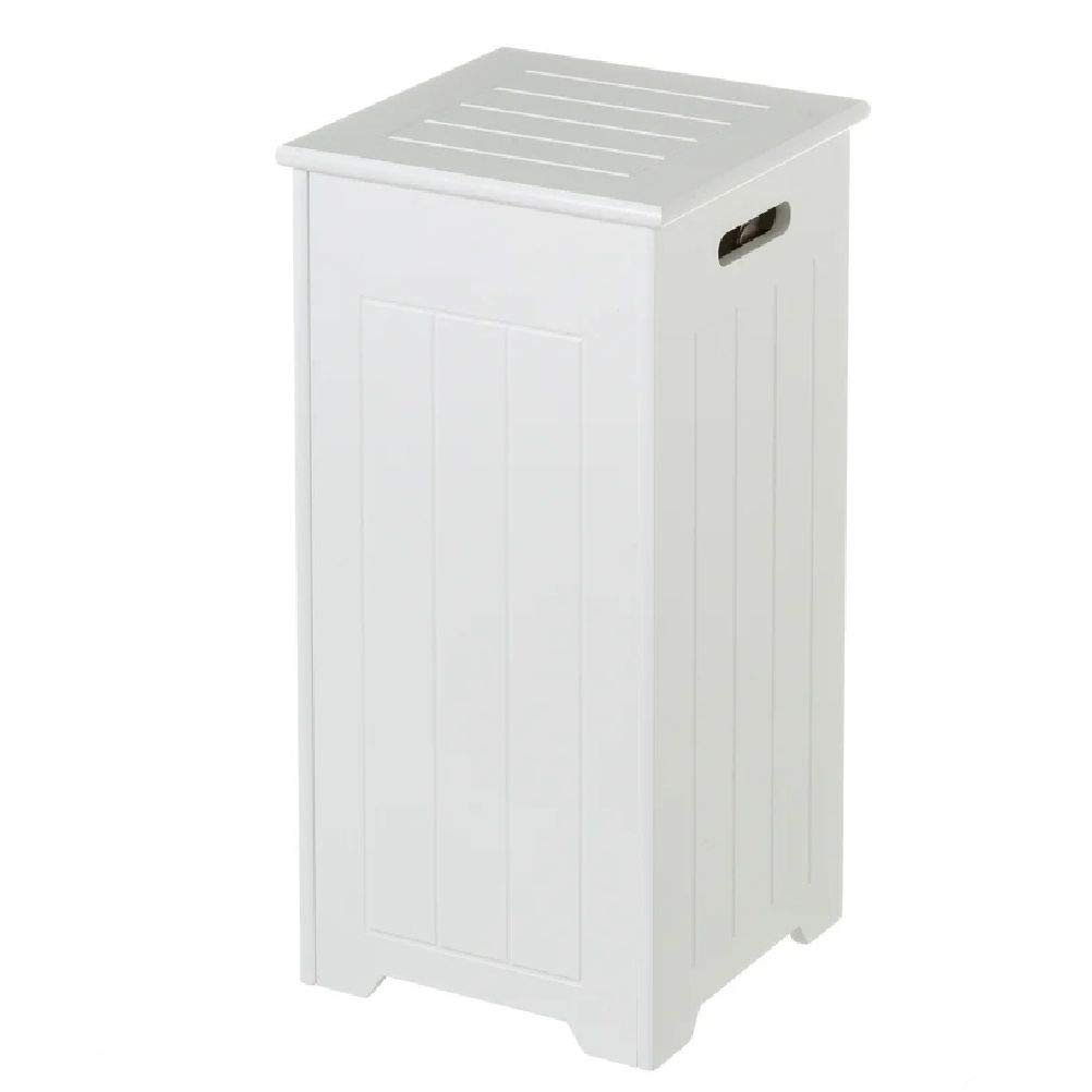 LOLAhome Cesto de Ropa Sucia 35 litros Arcón de Almacenaje Madera Blanco 60x30x30 cm 2 Asas