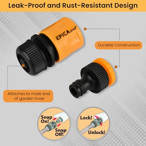Image of Hose Quick Connectors Set - Durable ABS 1 /2 inch Inch Garden Hose Fittings - Easy Snap-On Connectors for Watering Systems, Irrigation, and Outdoor Use - Leak-Proof and Rust-Resistant Design CE-60520