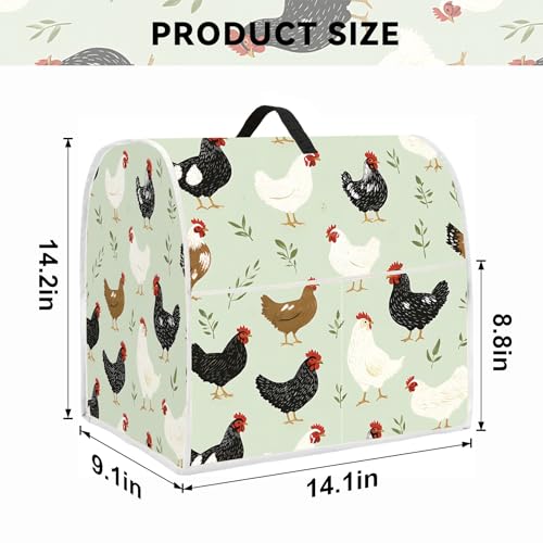 Image of Kitchen Dust Cover Compatible with 4.5 5 6 8 quart Stand Mixer, Kitchen Appliance Protective Covers with Top Handle and Pocket (Chicken, For 4.5 qt and All 5 qt Mixer)