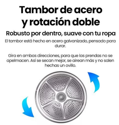 Secadora Bomba de Calor Infiniton SD-BC1DDX, 10 kg, 16 Programas, Función Antiarrugas, Dark Inox, D, Inicio Diferido hasta 24 horas, Portico Interior con 375 mm - imagen 7