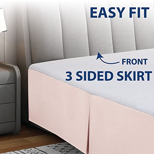 Cathay Home Double Brushed Microfiber Pleated Easy Fit Bed Skirt, Ultra Soft, Fade And Wrinkle Resistant - Blush, Queen #TOP2
