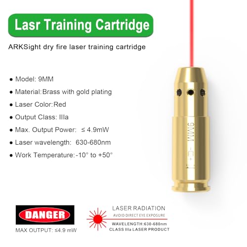 Image of 9mm /380ACP /40S&W /45ACP Dry Fire Training Cartridge Integrated Snap Cap for Dry Fire Trainer,Red Dot Beam Bullet with Double O-Ring