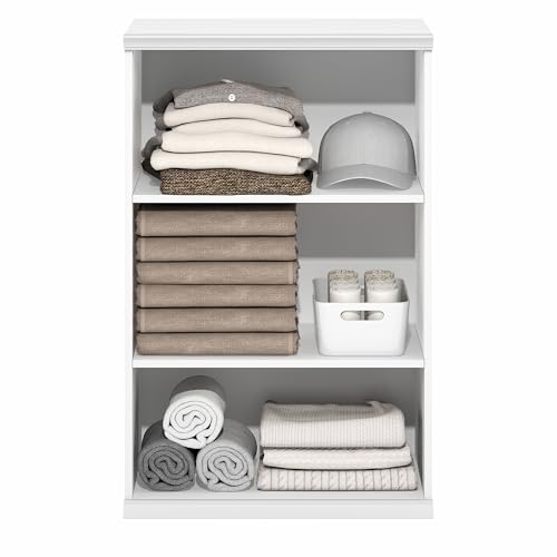 Image of Furinno FANO Closet Organizers and Storage, 3-Tier Closet Organizer with Adjustable Shelves, Stackable Open Shelf Closet Shelves, 15.9 x 23.6 x 36.2 for Wardrobe, Bedroom, Living Room, White