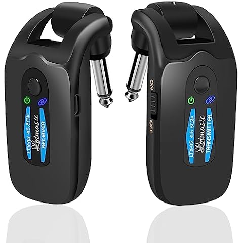 5.8GHZ Wireless Guitar System, Rechargeable Digital Wireless Guitar Transmitter Receiver with 6 Channels and Long Battery Endurance for Electric Guitar Bass(Blue) Cover