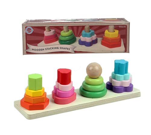 Juguete marca fun time toys. Modelo WOODEN STACKING SHAPE TOWER Cover