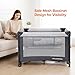 ELEMARA 3 in 1 Wide Baby Bassinet with Ajustable Side,2024 All Mesh Bedside Sleeper with Mattress,Sheet,Storage Pocket,Wheels and Trap,Playpen Travel Crib Bed with Bag