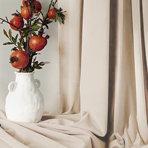 Jinchan Cream Beige Velvet Blackout Curtains 96 Inches Long Curtains For Living Room Thermal Insulated Luxury Home Decor Bedroom Drapes Window Treatments Rod Pocket 2 Panels #TOP1