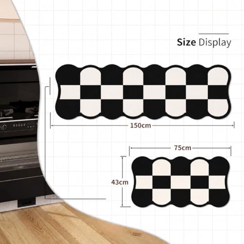 Image of Kitchen Anti Slip Mat for Floor, Waterproof Washable Kitchen Mats, Non Slip Kitchen Floor Mats for Home, Soft Mats for Kitchen, Kitchen Mats for Floor Anti Slip (Fancy Chess Style)