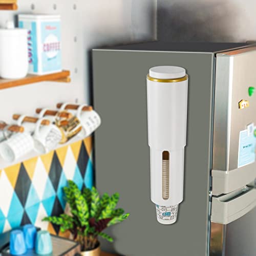 Cup Dispenser Wall Mounted Pull Type Water Cooler Cup Holder Fits 5Oz - 7Oz Cone Or Flat Bottom Cups Disposable Paper Cup Holder With Paste For Bathroom Home Office Hospital Gym #TOP4