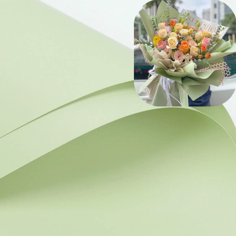 XICHENXICHEN 20 Sheets/Korean style waterproof Colors Flower Wrapping Paper,Florist Bouquet Paper,DIY Crafts,gift wrapping paper ouya paper58 x 58cm/22.8x 22.8 inch (Avocado Green)