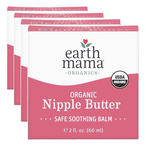 Image of Earth Mama Organic Nipple Butter, Nipple's Cream Safe for Breastfeeding -Postpartum Essentials for Nursing. Non Lanolin Nipple Cream, 2-Fluid Ounce (Pack of 4)