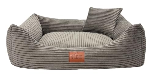 Leo4dog Hundebett Cord Waschbar Bezug Für kleine mittelgroße und große Hunde Hundekissen Hundesofa Hundekorb (Braun, M 80x60)