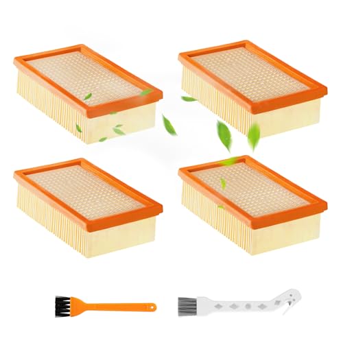 Filtro Aspiradora para Karcher Kit, 3 Piezas Filtro de Pliegues Plano, para Karcher 2.863-005.0 WD4/WD5/WD6/MV4/MV5/MV6 Filtro de Pliegues Plano, para Olores y Contra Polvo Fino