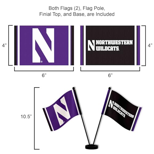 Drapeaux de bureau Northwestern Wildcats de table et supports miniatures sport - 3