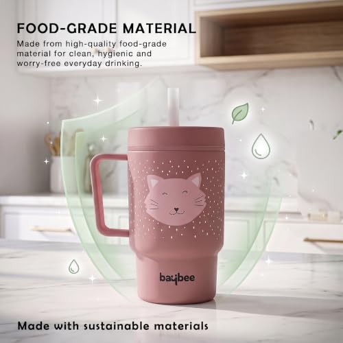 Image of BAYBEE Leak-Proof Sipper Bottle for Toddlers | BPA-Free Tritan Sipper Bottle with Straw for Babies with Double-Wall Insulation | Training Cup for Baby with Easy Clean & Easy-Grip for Kids (Brown)