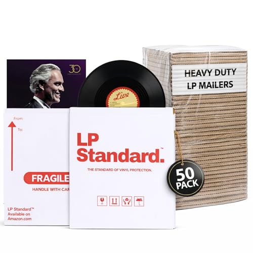 LP Standard (50 Boxes) - Heavy Duty Vinyl Record Mailers, 3x Cardboard Thickness, Protective Warning Icons, and Professional Look - Heavy Duty LP Mailers 13