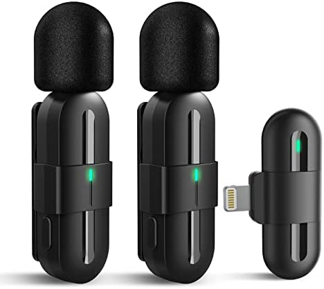 Wireless Lavalier Microphone for iPhone iPad, SENQAO Plug-Play Wireless Mic for Video Recording, Noise Reduction Lapel Mic, Wireless Microphones with Lighting Interface for Live Stream, TikTok,Youtube