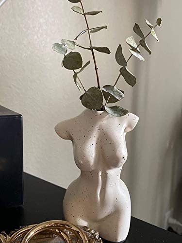 Body Vase Female Form for Boho Bathroom Decor, Boho Flowers, Boho vase for Minimalist Decor, Small vase for Eclectic Decor, Vanity Decor, Beige vase, Body Shaped Vase (Regular, Ivory)