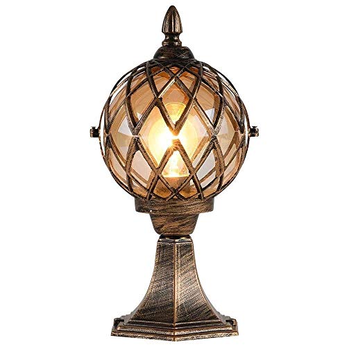 Luces de calle de paisaje rural Luces de columna de poste de globo victoriano Aluminio IP65 Seguridad impermeable al aire libre Pelota de pilar Lámparas de poste E27 Estigma Bolardo Luz Villa Jardín T