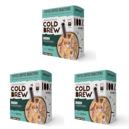 Image of Toffee Coffee Roasters Irish Cold Brew Bags, Easy Brew Coffee, 100% Arabica, Pack of 9, Makes 12 Cups,200 G