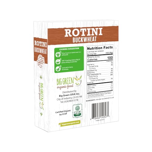 image for Big Green Organic Food- Organic Buckwheat Rotini, 8.8oz, 100% buckwhea