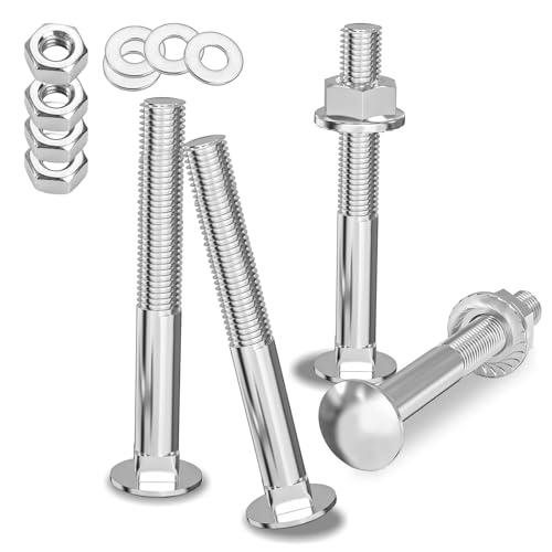 25 Piezas Tornillos de Bloqueo, Cabeza Redonda Plana con Ángulo Cuadrado M8 x 60, Tornillos de Cabeza Cilíndrica con Tuercas Hexagonales y Arandelas