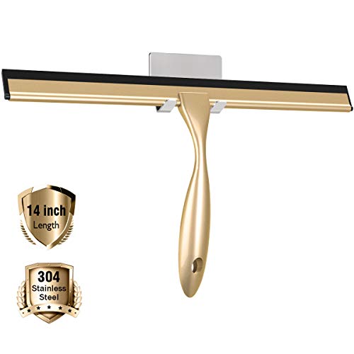 Image of Stainless Steel Squeegee for Shower Doors, All-Purpose Shower Squeegee for Bathroom, Window and Car Glass, 14 Inches