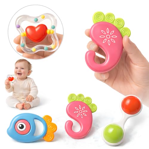 Conjunto Educacional de Chocalhos Mordedores para Bebês (4 Peças)