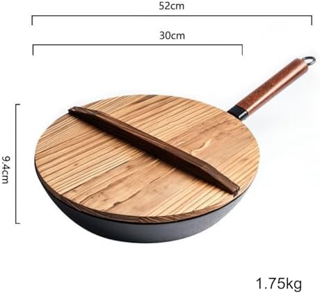 Induction Wok with Lid Non Stick and Detachable Handle Large Wok Pan for Induction Gas and Electric Hobs,32cm (30cm)