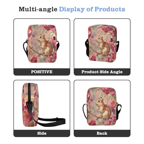 Gerbil Okra Red Flowers Painting small messenger bag for men Small Crossbody Bags For Women Casual Purse Adjustable Strap for work work4