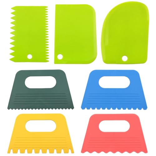 FINBe 7PCS Color Paint Scraper Set Plastic Paint Scraper Tool Oil Painting Palette Knife Art Paint Tool Cream Scraper (Colour mixture)