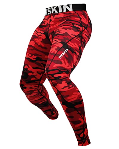 Drskin Men’s Compression Pants Tights Leggings Sports Baselayer Running Athletic Workout Active (Dmrb03, M) Red #TOP10