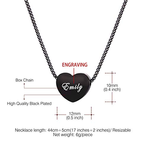 Tiny Heart Necklaces For Women Girls Ion Plating Black Box Chain With Personalized Engraved Mini Heart Charm Pendant I Love You Jewelry Gift For Lover -17" Choker #TOP4