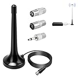 FM UKW DAB Radio Antenne Fm Antenne, für Stereoanlage, Universale Zimmerantenne mit Magnetfuß und 3m Verlängerungskabel, Optimiert für Heimkino, AV-Receiver und hohe Empfangsqualität