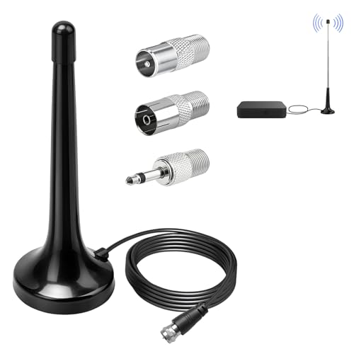 FM UKW DAB Radio Antenne Fm Antenne für Stereoanlage Universale Zimmerantenne mit Magnetfuß und 3m Verlängerungskabel Optimiert für Heimkino AV-Receiver und hohe Empfangsqualität