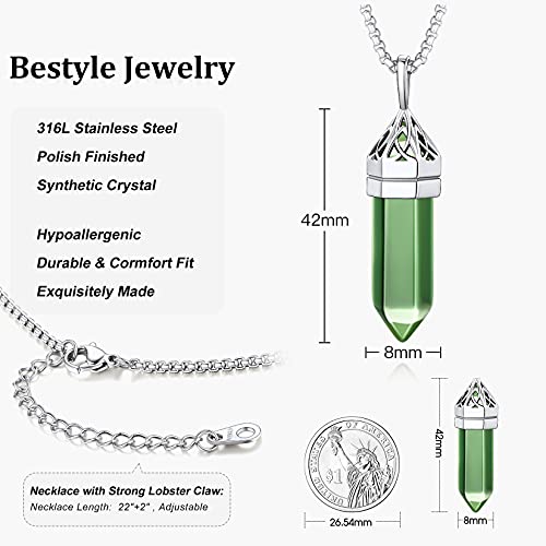 Bestyle Forever Love Celtic Women Necklace Stainless Steel August Synthetic Peridot Birthstone Pendant Necklaces For Women Mother's Day Jewelry Gifts Birthday Gift For Mom Women Wife Girls Her #TOP3