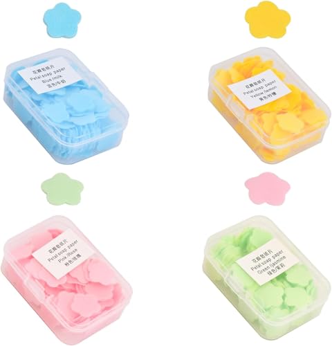volumoon 4 Hojas De Jabones en Papel, Jabón de Manos de Papel, Jabón de Papel Desechable, Mini Jabón de Papel Portátil, Jabon de Manos en Laminas para Viaje Acampar Senderismo Al Aire Libre