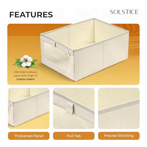 Image of SOLSTICE Premium Wardrobe Organizer Box | Pack of 2 - Foldable Closet Storage for Clothes & Accessories (40x27x17 cm) (Cotton)