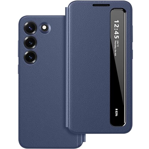 Hovisi für Samsung S23 Clear View Smartphone Cover mit Sichtfenster, Smart Clear View Schutzhülle für Samsung Galaxy S23 5G, Flip Handyhülle, Extra Dünn, Stoßfest, Schutz Case Galaxy S23