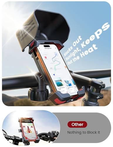 Image of Pnitri Bike Phone Holder, [ Avoid Glare] Handlebar Phone Mount for Motorcycle Ebike Scooter, [ Super Easy Install] Phone Mount for iPhone Samsung 4.7 inch to 7.2 inch Smartphone